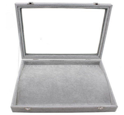 Νέα 35*24*4,5cm Γκρι θήκη για δαχτυλίδια Σκουλαρίκια Βραχιόλια Κολιέ ή άλλα στολίδια Organizer αποθήκευσης