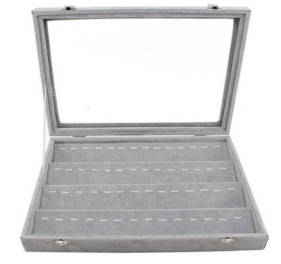 Νέα 35*24*4,5cm Γκρι θήκη για δαχτυλίδια Σκουλαρίκια Βραχιόλια Κολιέ ή άλλα στολίδια Organizer αποθήκευσης