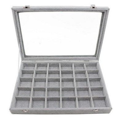 Νέα 35*24*4,5cm Γκρι θήκη για δαχτυλίδια Σκουλαρίκια Βραχιόλια Κολιέ ή άλλα στολίδια Organizer αποθήκευσης
