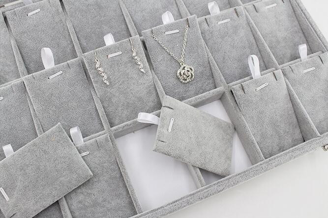 Νέα 35*24*4,5cm Γκρι θήκη για δαχτυλίδια Σκουλαρίκια Βραχιόλια Κολιέ ή άλλα στολίδια Organizer αποθήκευσης