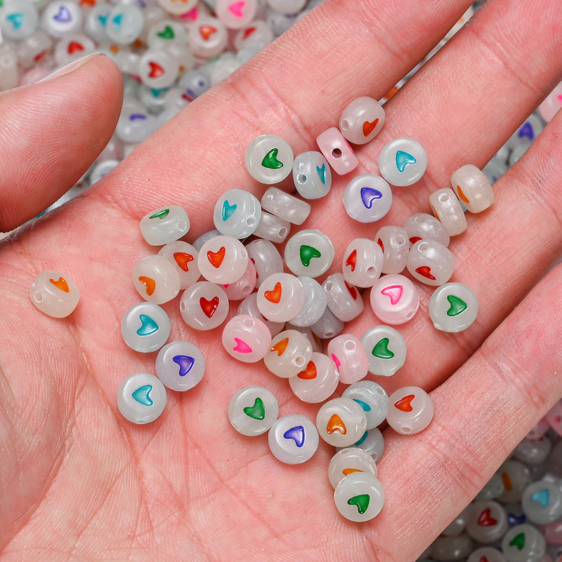 Mărgele acrilice cu litere mixte, rotunde, plat, alfabet, noctilucos, mărgele distanțatoare libere pentru realizarea de bijuterii DIY, brățară de colier lucrată manual