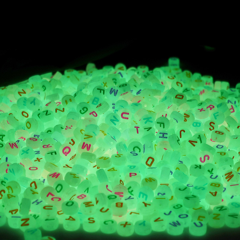 Mărgele acrilice cu litere mixte, rotunde, plat, alfabet, noctilucos, mărgele distanțatoare libere pentru realizarea de bijuterii DIY, brățară de colier lucrată manual