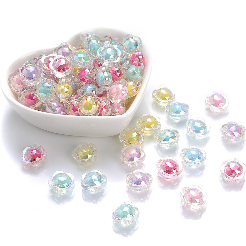 30/50/100/200gab 12mm caurspīdīgas AB akrila saulespuķu krelles brīvas starplikas krelles juvelierizstrādājumu izgatavošanai ar rokām darināti aksesuāri