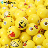 30 τμχ/παρτίδα 14mm Κεραμικές στρογγυλές χάντρες Κίτρινο χαμογελαστό πρόσωπο Χαρά Θυμό Θλίψη και Χάντρες χαράς για κοσμήματα Κατασκευή Diy Βραχιόλι Κολιέ