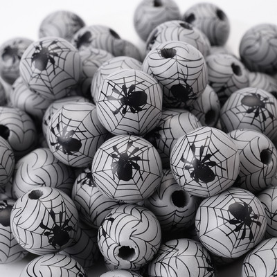 10db/tétel 15mm-es pókmintás natúr fa gyöngyök színes Halloween kerek távtartó gyöngyök ékszerkészítéshez barkácsolás kiegészítők