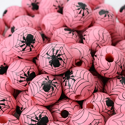 10db/tétel 15mm-es pókmintás natúr fa gyöngyök színes Halloween kerek távtartó gyöngyök ékszerkészítéshez barkácsolás kiegészítők