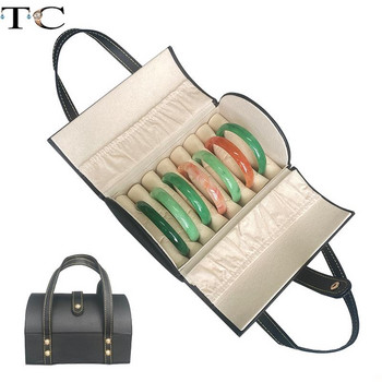 Φορητή βαλίτσα αποθήκευσης κοσμημάτων 7 Emerald Bracelet Collection Box Exhibitor Ring Earrings Suitcase