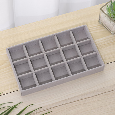 Ékszerdoboz szürke puha bársony ékszer fülbevaló nyaklánc medál karkötő tárolótálca kijelzőszervező