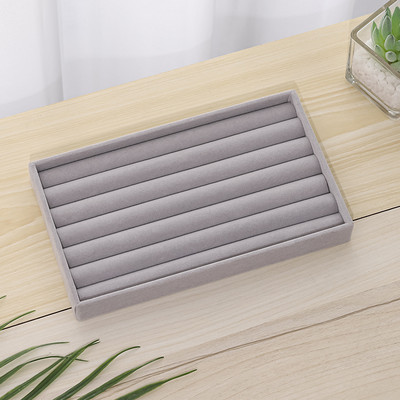 Ékszerdoboz szürke puha bársony ékszer fülbevaló nyaklánc medál karkötő tárolótálca kijelzőszervező