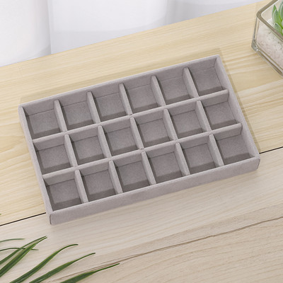 Ékszerdoboz szürke puha bársony ékszer fülbevaló nyaklánc medál karkötő tárolótálca kijelzőszervező