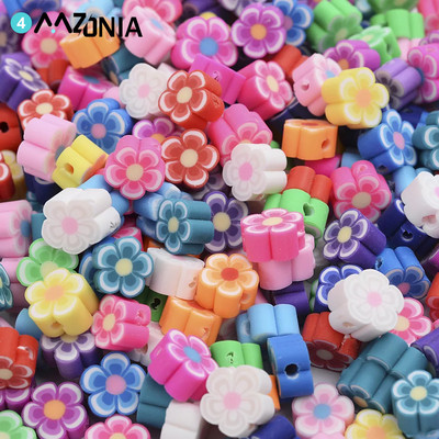 30/50/100gab/partija DIY jauktas ziedu smaidiņu krelles Polimēru māla krelles rotaslietām roku darbs rokassprādzes kaklarota 10mm vairumtirdzniecība