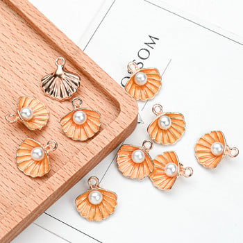 Направи си сам Ocean Shell Alloy Enamel Charm 20pcs Stripe Shell Ръчно изработена изработка на висулка за бижута Аксесоари за колиета на едро