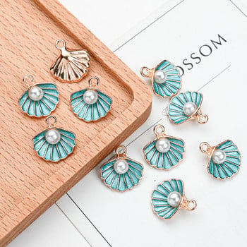 Направи си сам Ocean Shell Alloy Enamel Charm 20pcs Stripe Shell Ръчно изработена изработка на висулка за бижута Аксесоари за колиета на едро