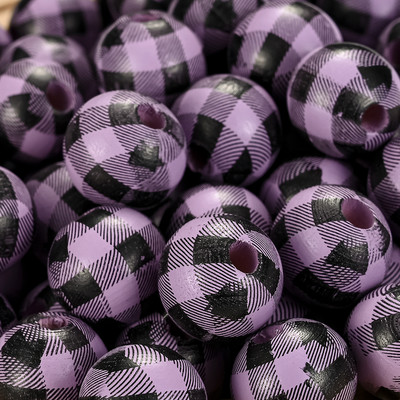 20/50 τμχ 16mm Πολύχρωμο μοτίβο πλέγματος Στρογγυλές ξύλινες χάντρες χύμα Spacer Ξύλινες χάντρες για κοσμήματα που κατασκευάζουν DIY αξεσουάρ βραχιολιών