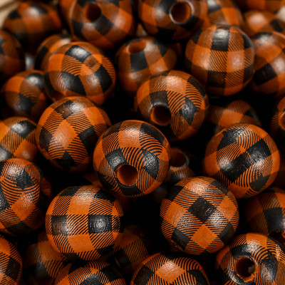 20/50 τμχ 16mm Πολύχρωμο μοτίβο πλέγματος Στρογγυλές ξύλινες χάντρες χύμα Spacer Ξύλινες χάντρες για κοσμήματα που κατασκευάζουν DIY αξεσουάρ βραχιολιών