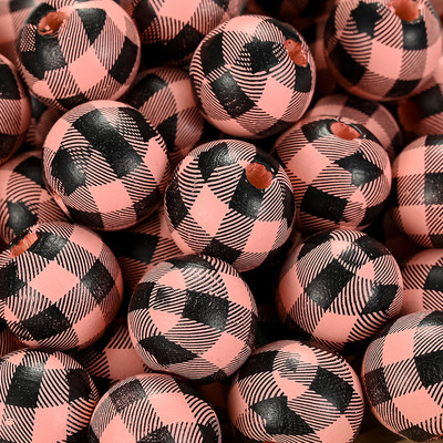 20/50 τμχ 16mm Πολύχρωμο μοτίβο πλέγματος Στρογγυλές ξύλινες χάντρες χύμα Spacer Ξύλινες χάντρες για κοσμήματα που κατασκευάζουν DIY αξεσουάρ βραχιολιών