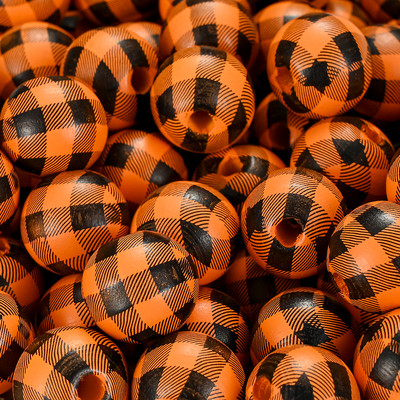 20/50 τμχ 16mm Πολύχρωμο μοτίβο πλέγματος Στρογγυλές ξύλινες χάντρες χύμα Spacer Ξύλινες χάντρες για κοσμήματα που κατασκευάζουν DIY αξεσουάρ βραχιολιών