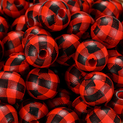 20/50 τμχ 16mm Πολύχρωμο μοτίβο πλέγματος Στρογγυλές ξύλινες χάντρες χύμα Spacer Ξύλινες χάντρες για κοσμήματα που κατασκευάζουν DIY αξεσουάρ βραχιολιών