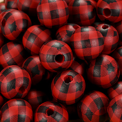 20/50 τμχ 16mm Πολύχρωμο μοτίβο πλέγματος Στρογγυλές ξύλινες χάντρες χύμα Spacer Ξύλινες χάντρες για κοσμήματα που κατασκευάζουν DIY αξεσουάρ βραχιολιών