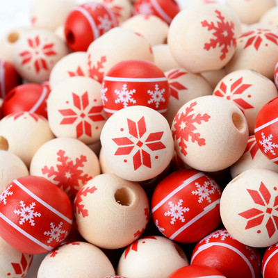 10 kom/lot 15 mm Božićne prirodne drvene perle Snježne pahuljice Razmaknica s uzorkom Rasute perle za izradu nakita DIY ručno rađeni dodaci