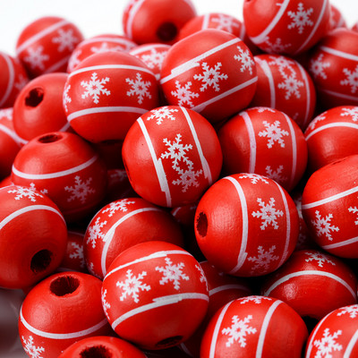 10 kom/lot 15 mm Božićne prirodne drvene perle Snježne pahuljice Razmaknica s uzorkom Rasute perle za izradu nakita DIY ručno rađeni dodaci