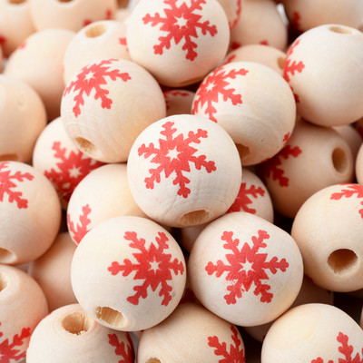 10 kom/lot 15 mm Božićne prirodne drvene perle Snježne pahuljice Razmaknica s uzorkom Rasute perle za izradu nakita DIY ručno rađeni dodaci