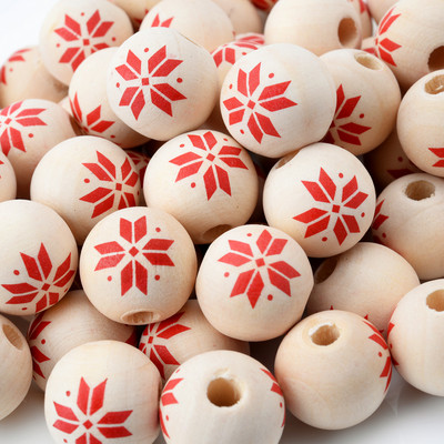 10 kom/lot 15 mm Božićne prirodne drvene perle Snježne pahuljice Razmaknica s uzorkom Rasute perle za izradu nakita DIY ručno rađeni dodaci