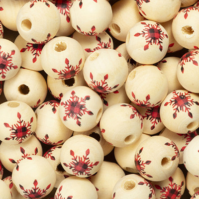 10 kom/lot 15 mm Božićne prirodne drvene perle Snježne pahuljice Razmaknica s uzorkom Rasute perle za izradu nakita DIY ručno rađeni dodaci