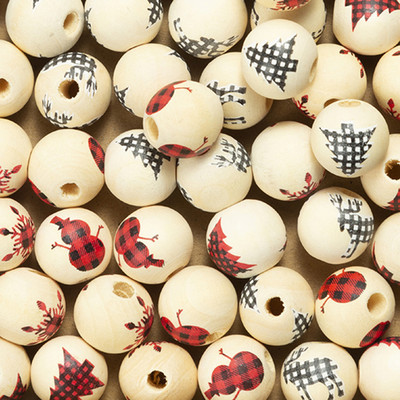 10 kom/lot 15 mm Božićne prirodne drvene perle Snježne pahuljice Razmaknica s uzorkom Rasute perle za izradu nakita DIY ručno rađeni dodaci