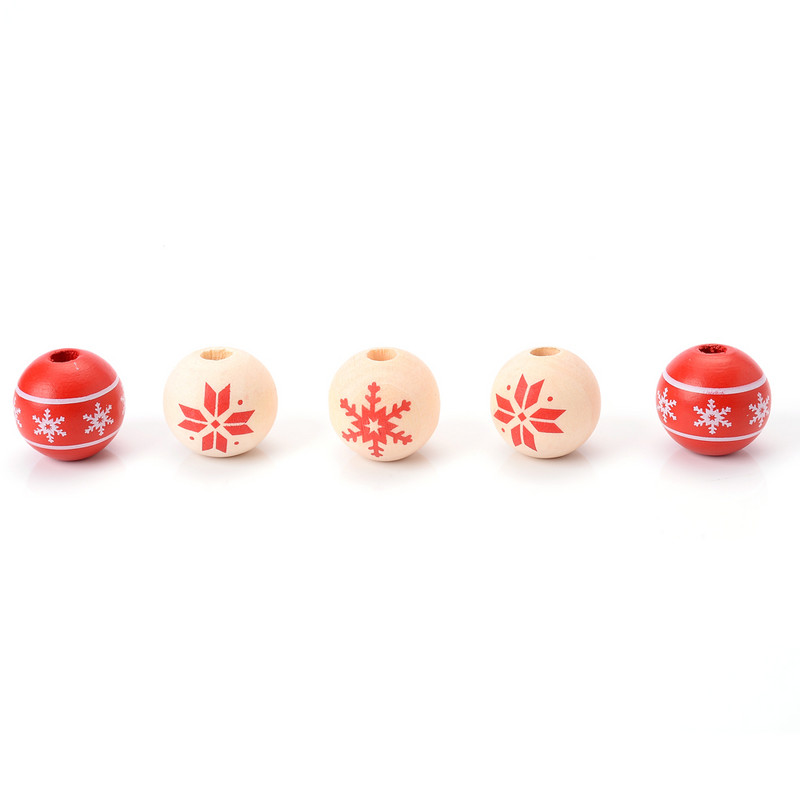 10 kom/lot 15 mm Božićne prirodne drvene perle Snježne pahuljice Razmaknica s uzorkom Rasute perle za izradu nakita DIY ručno rađeni dodaci
