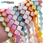 10mm Φυσικό κέλυφος Spacer Beads Επίπεδες τετράγωνες πολύχρωμες χαλαρές χάντρες για κοσμήματα Αξεσουάρ κολιέ βραχιολιών DIY