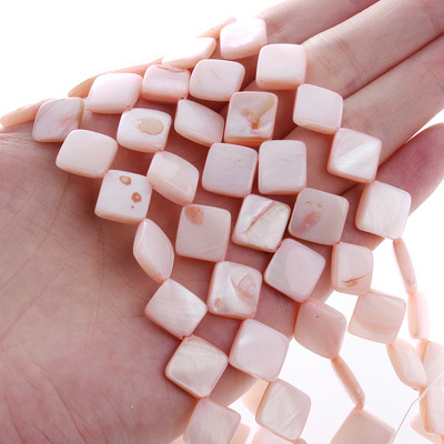 10mm Φυσικό κέλυφος Spacer Beads Επίπεδες τετράγωνες πολύχρωμες χαλαρές χάντρες για κοσμήματα Αξεσουάρ κολιέ βραχιολιών DIY