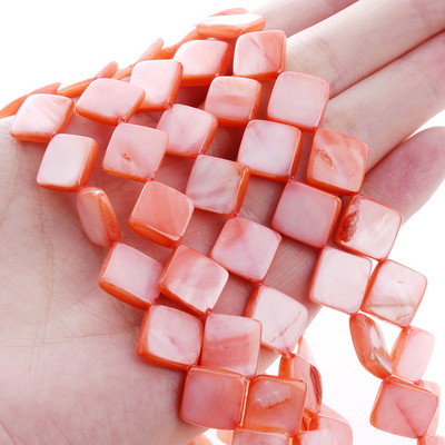 10mm Φυσικό κέλυφος Spacer Beads Επίπεδες τετράγωνες πολύχρωμες χαλαρές χάντρες για κοσμήματα Αξεσουάρ κολιέ βραχιολιών DIY