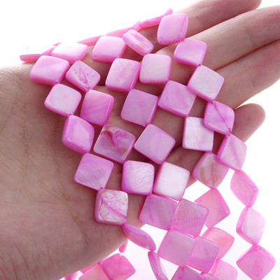 10mm Φυσικό κέλυφος Spacer Beads Επίπεδες τετράγωνες πολύχρωμες χαλαρές χάντρες για κοσμήματα Αξεσουάρ κολιέ βραχιολιών DIY