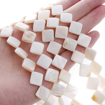 10mm Φυσικό κέλυφος Spacer Beads Επίπεδες τετράγωνες πολύχρωμες χαλαρές χάντρες για κοσμήματα Αξεσουάρ κολιέ βραχιολιών DIY