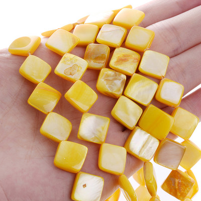 10mm Φυσικό κέλυφος Spacer Beads Επίπεδες τετράγωνες πολύχρωμες χαλαρές χάντρες για κοσμήματα Αξεσουάρ κολιέ βραχιολιών DIY