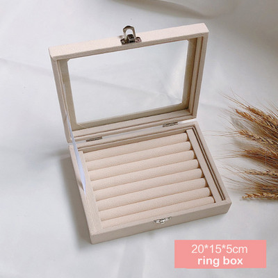 Najprodavanija bež baršunasta izložbena kutija za nakit, kutija za prstenje, naušnice, narukvice, ogrlice ili druge ukrase, organizator za pohranu