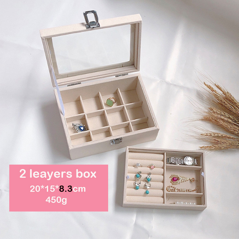 Najprodavanija bež baršunasta izložbena kutija za nakit, kutija za prstenje, naušnice, narukvice, ogrlice ili druge ukrase, organizator za pohranu