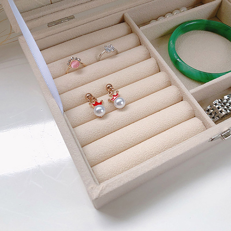 Najprodavanija bež baršunasta izložbena kutija za nakit, kutija za prstenje, naušnice, narukvice, ogrlice ili druge ukrase, organizator za pohranu