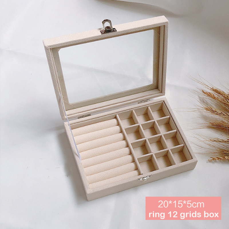 Najprodavanija bež baršunasta izložbena kutija za nakit, kutija za prstenje, naušnice, narukvice, ogrlice ili druge ukrase, organizator za pohranu
