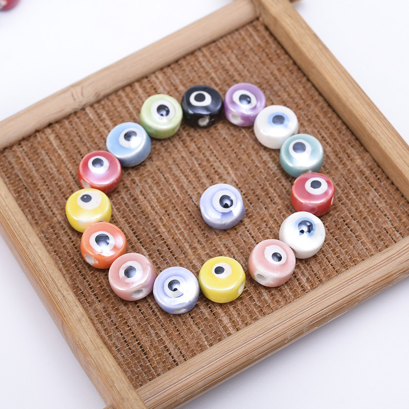 10/20/30db Mix Color 8 10mm Evil eye Kerámia gyöngyök Porcelán laza gyöngy ékszerekhez barkácsolás karkötő nyaklánc varázsajándékok