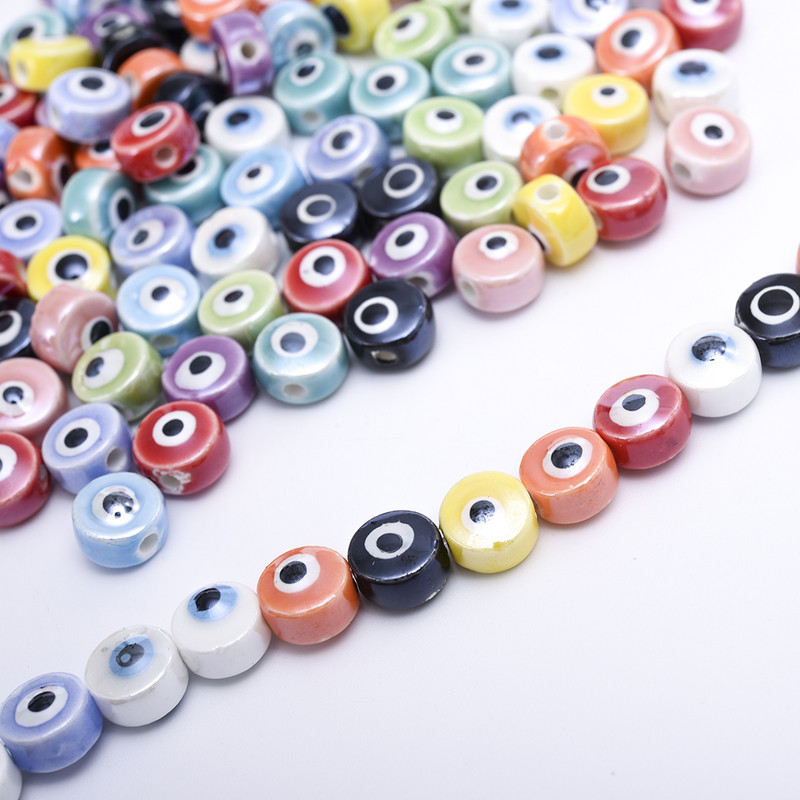 10/20/30db Mix Color 8 10mm Evil eye Kerámia gyöngyök Porcelán laza gyöngy ékszerekhez barkácsolás karkötő nyaklánc varázsajándékok