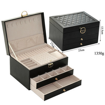 Romantic Box PU Storage 2/3 layers Μοναδικό μπλε/ροζ/μαύρο κοσμηματοπωλείο Χονδρικό δαχτυλίδι σκουλαρίκι σε φορητό κοσμηματοπωλείο Creative Portable Travel Box Storage