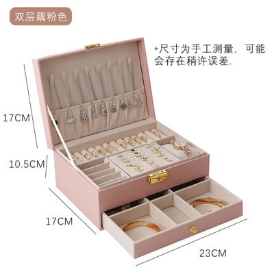 Romantična kutija PU za pohranu 2/3 sloja Unikatna plava/ružičasta/crna kutija za nakit Veleprodaja Kreativna prijenosna putna kutija za pohranu Prsten s naušnicama