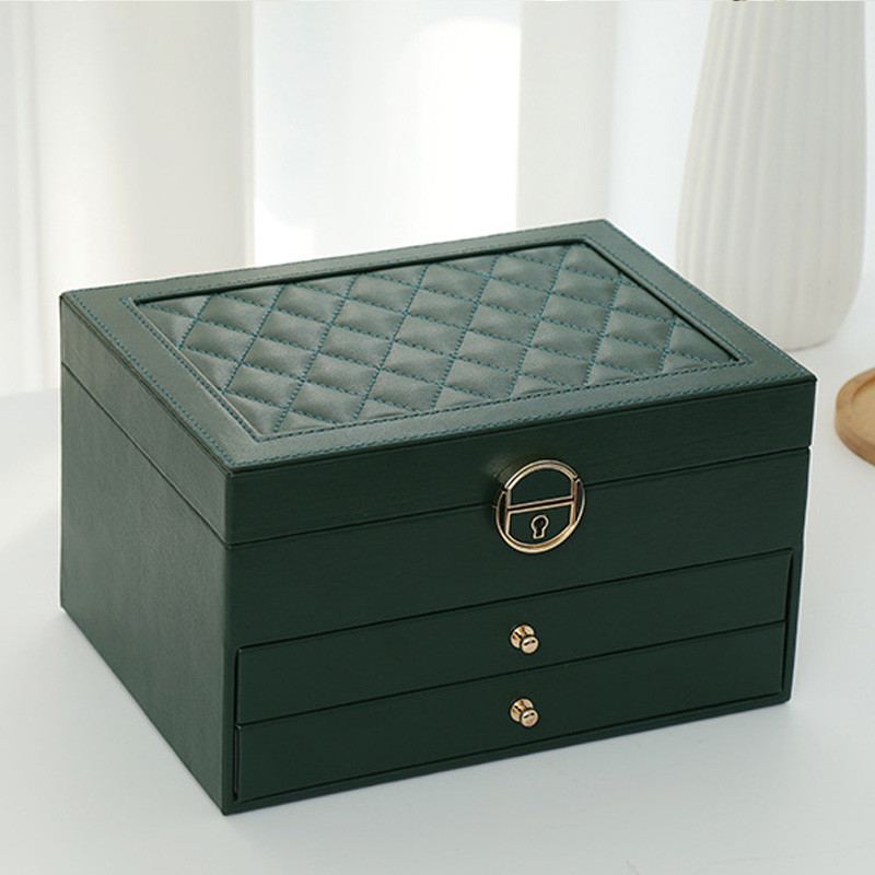 Romantična kutija PU za pohranu 2/3 sloja Unikatna plava/ružičasta/crna kutija za nakit Veleprodaja Kreativna prijenosna putna kutija za pohranu Prsten s naušnicama