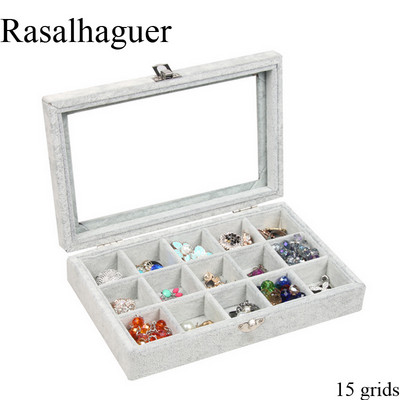 Hot Sale15Grids Baršunasta kutija za nakit Prstenje Naušnice Ogrlica Držač za šminku Torbica Choker Organizator Pakiranje za pohranu ženskog nakita