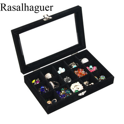 Hot Sale15Grids Baršunasta kutija za nakit Prstenje Naušnice Ogrlica Držač za šminku Torbica Choker Organizator Pakiranje za pohranu ženskog nakita