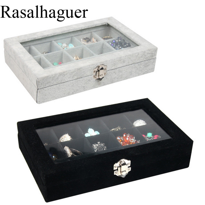 Hot Sale15Grids Baršunasta kutija za nakit Prstenje Naušnice Ogrlica Držač za šminku Torbica Choker Organizator Pakiranje za pohranu ženskog nakita