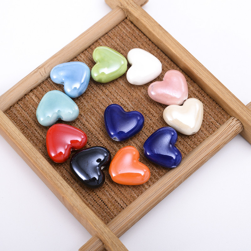 10/20/30 komada 12 mm glazirane čiste keramičke perle u obliku srca, labave perle za izradu nakita, pribor za ogrlice, narukvice