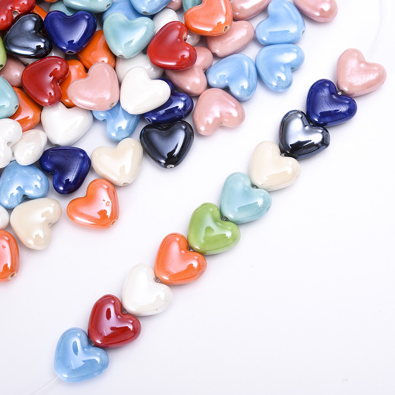 10/20/30 komada 12 mm glazirane čiste keramičke perle u obliku srca, labave perle za izradu nakita, pribor za ogrlice, narukvice